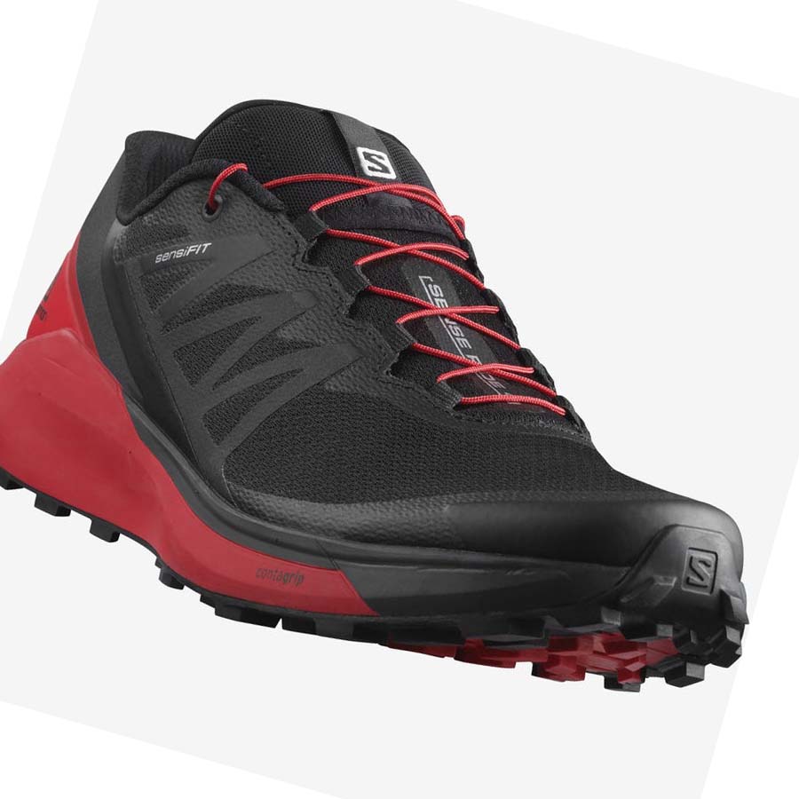 Tenis Para Trail Running Salomon SENSE RIDE 4 Hombre Negros Rojos | MX 3492UZG